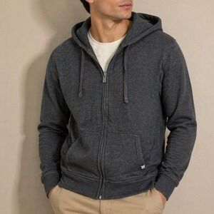 UGG Mens Full Zip Hoodie Charcoal Heather Gray Fleece Lined Sweatshirt Large